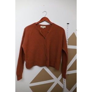 Madewell 100% Responsible Cashmere Cropped Crewneck Cardigan Rusty Red Size M